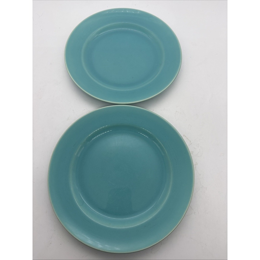 Franciscan California Pottery Turquoise El Patio 2 7 3/8" salad Plates 1938-1953